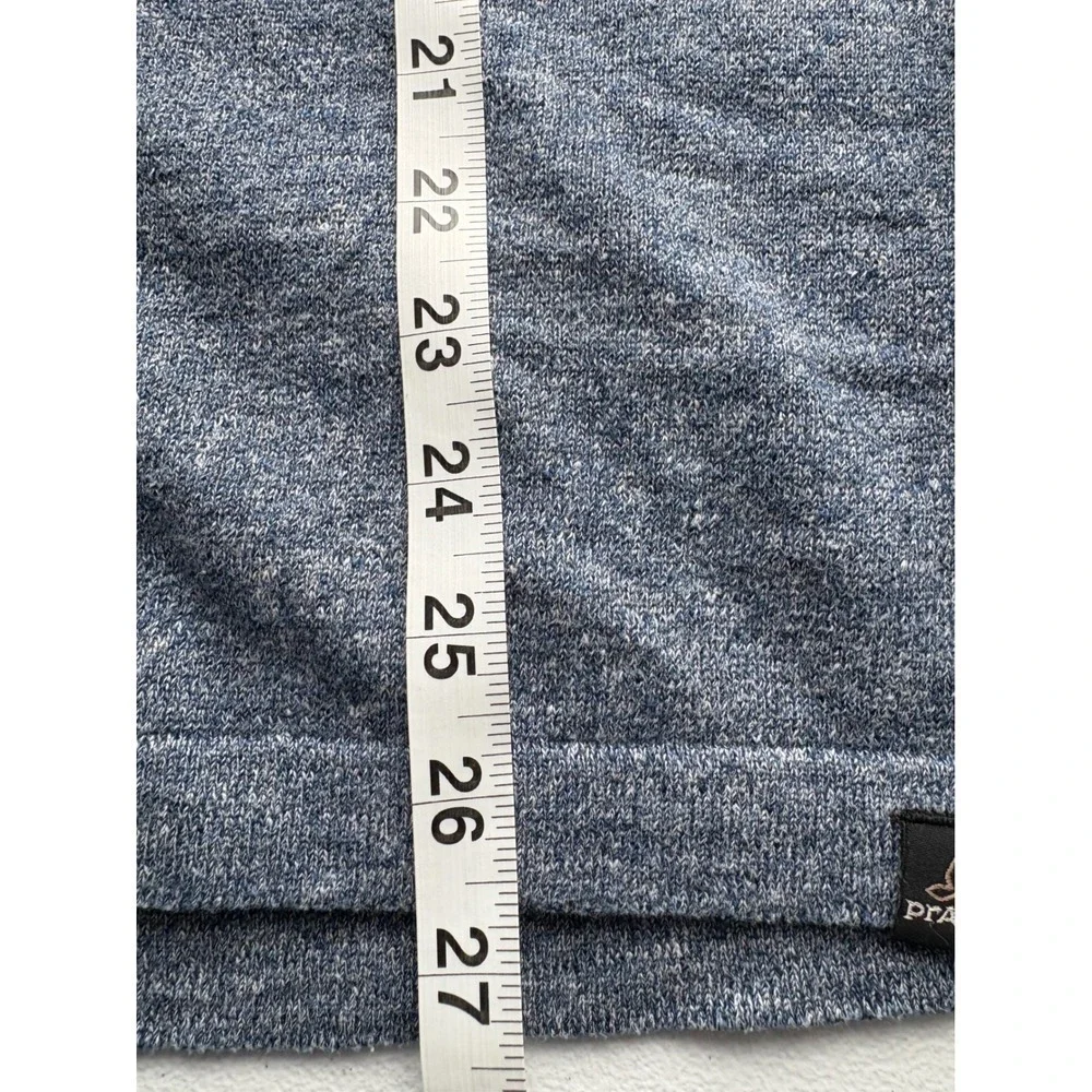 Prana Mens Blue Heather Crew Neck Organic Cotton Blend Knit Sweater - Medium